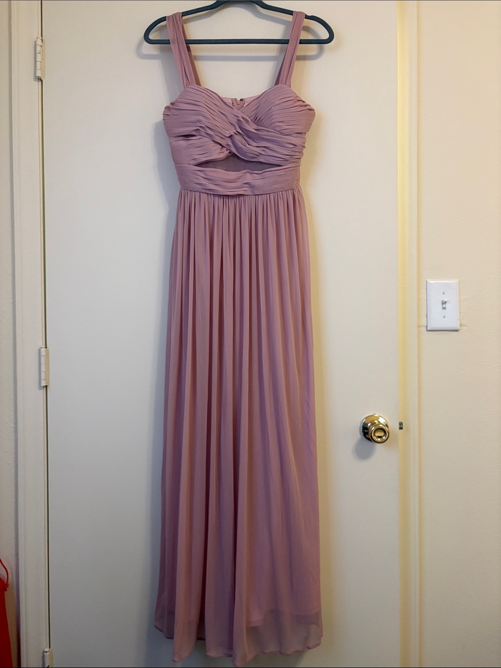 Sleeveless Mauve Long Chiffon Evening Dress